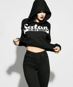 Blackcraft Cult Satan Is My Daddy - Women's Cropped Hoodie