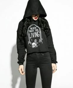 Blackcraft Cult Never Trust The Living - Women's Cropped Hoodie Womens