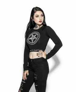 ACDC Pentagram - Women's Long Sleeve Crop Womens