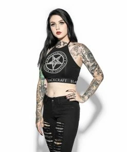 ACDC Womens Pentagram - Women's Halter Crop