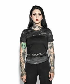 Blackcraft Cult Believe In Yourself Camo - Active Crop Top Womens