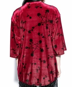 ACDC Womens Pentagram Rose - Velvet Kimono