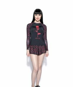 ACDC Womens Pentagram Rose Rash Guard