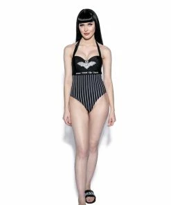 ACDC Bat Pinstripe One Piece Womens