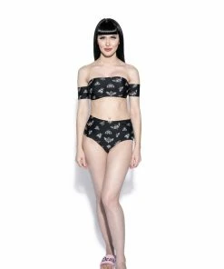 ACDC Pastel Death Moth Off The Shoulder Swim Top