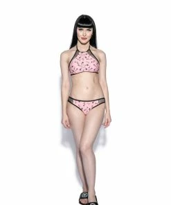 ACDC Pink Pentagram Rose Mesh Swim Top 16 ACDC Pink Pentagram Rose Mesh Swim Top