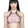 ACDC Pink Pentagram Rose Mesh Swim Top