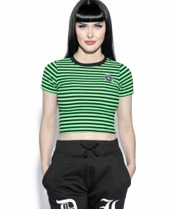 ACDC Womens Believe In Yourself - Green Striped Women's Crop Tee