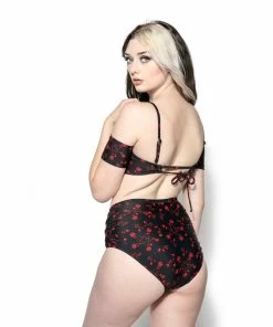 ACDC Pentagram Rose Off The Shoulder Swim Top