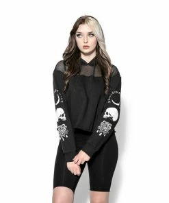 ACDC Womens Spirits Of The Dead - Mesh Crop Hoodie