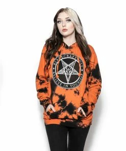 ACDC Believe In Yourself - Orange Lightning Dye Hooded Pullover Mens