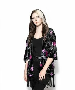 ACDC Dark Floral - Velvet Kimono