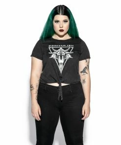 ACDC Womens Six Eyed Baphomet - Tie Front Crop Tee