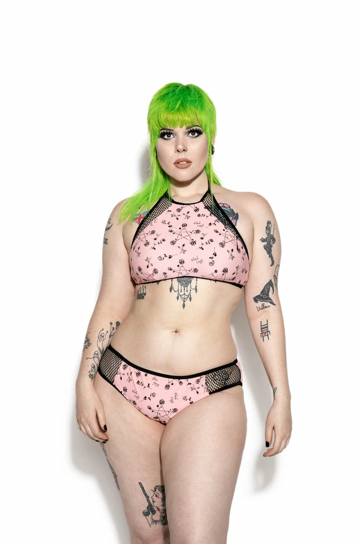 ACDC Pink Pentagram Rose Mesh Swim Top 8 ACDC Pink Pentagram Rose Mesh Swim Top