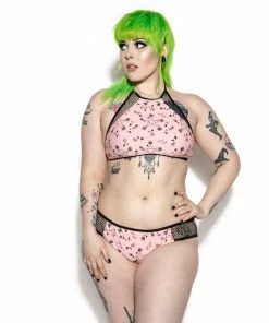 ACDC Pink Pentagram Rose Mesh Swim Top 17 ACDC Pink Pentagram Rose Mesh Swim Top