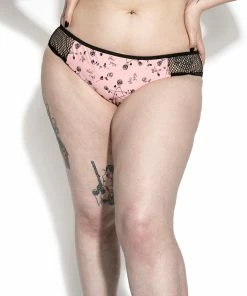 ACDC Pink Pentagram Rose Mesh Swim Bottom Womens