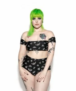 ACDC Pastel Death Moth Off The Shoulder Swim Top