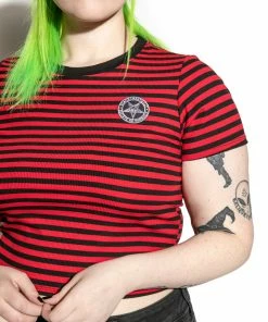 ACDC Believe In Yourself - Red Striped Women's Crop Tee