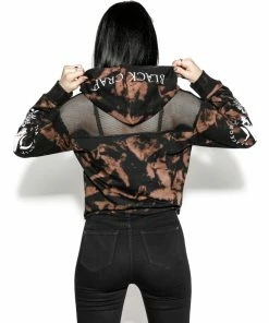 ACDC Womens Spirits Of The Dead - Bleach Wash Mesh Crop Hoodie