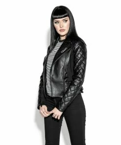 HK East BCC Quilted Faux Leather Moto Jacket