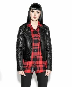 HK East Never Trust Quilted Faux Leather Moto Jacket Womens 13 HK East Never Trust Quilted Faux Leather Moto Jacket Womens