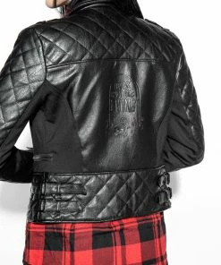HK East Never Trust Quilted Faux Leather Moto Jacket Womens 14 HK East Never Trust Quilted Faux Leather Moto Jacket Womens