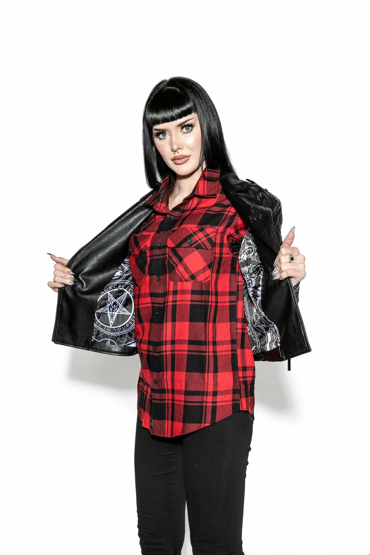 HK East Never Trust Quilted Faux Leather Moto Jacket Womens 8 HK East Never Trust Quilted Faux Leather Moto Jacket Womens