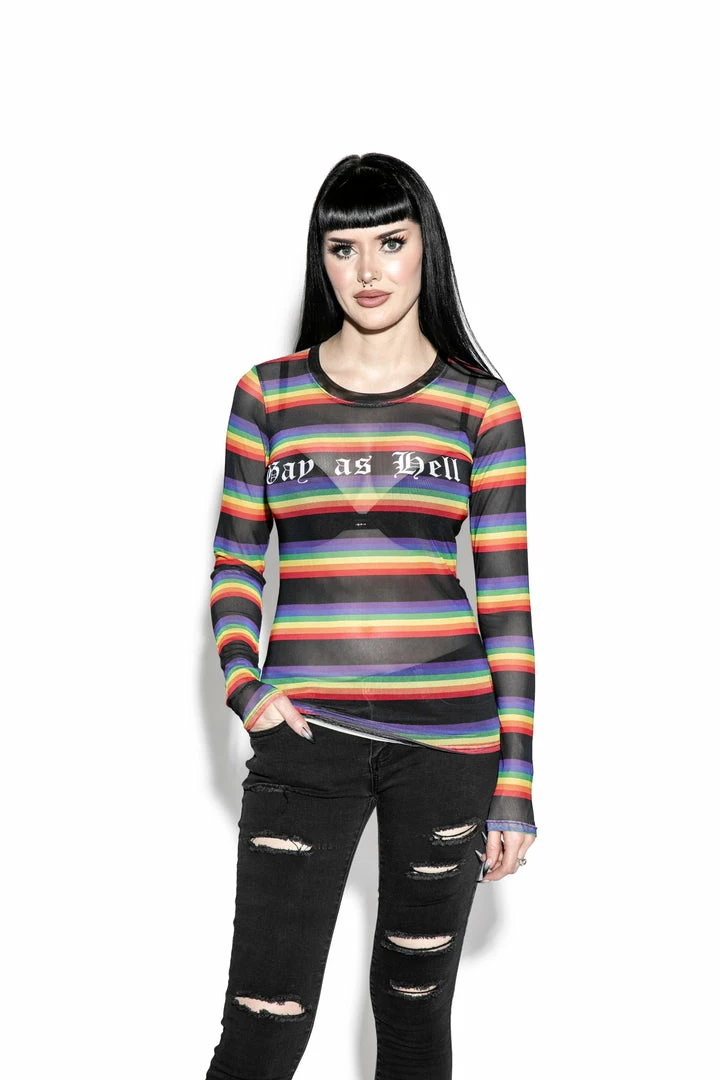 ACDC Mens Gay As Hell - Rainbow Long Sleeve Mesh Top 6 ACDC Mens Gay As Hell - Rainbow Long Sleeve Mesh Top