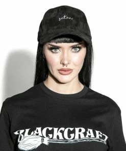 Reach Satan - Black Faux Suede Dad Hat