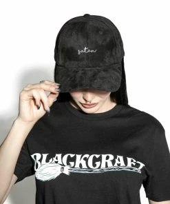 Reach Satan - Black Faux Suede Dad Hat