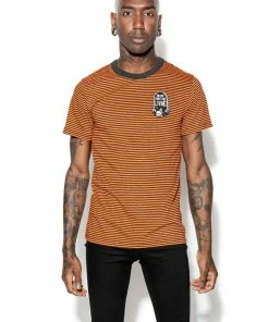ACDC Never Trust The Living - Orange Striped Tee