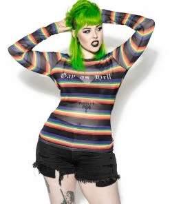 ACDC Mens Gay As Hell - Rainbow Long Sleeve Mesh Top 13 ACDC Mens Gay As Hell - Rainbow Long Sleeve Mesh Top