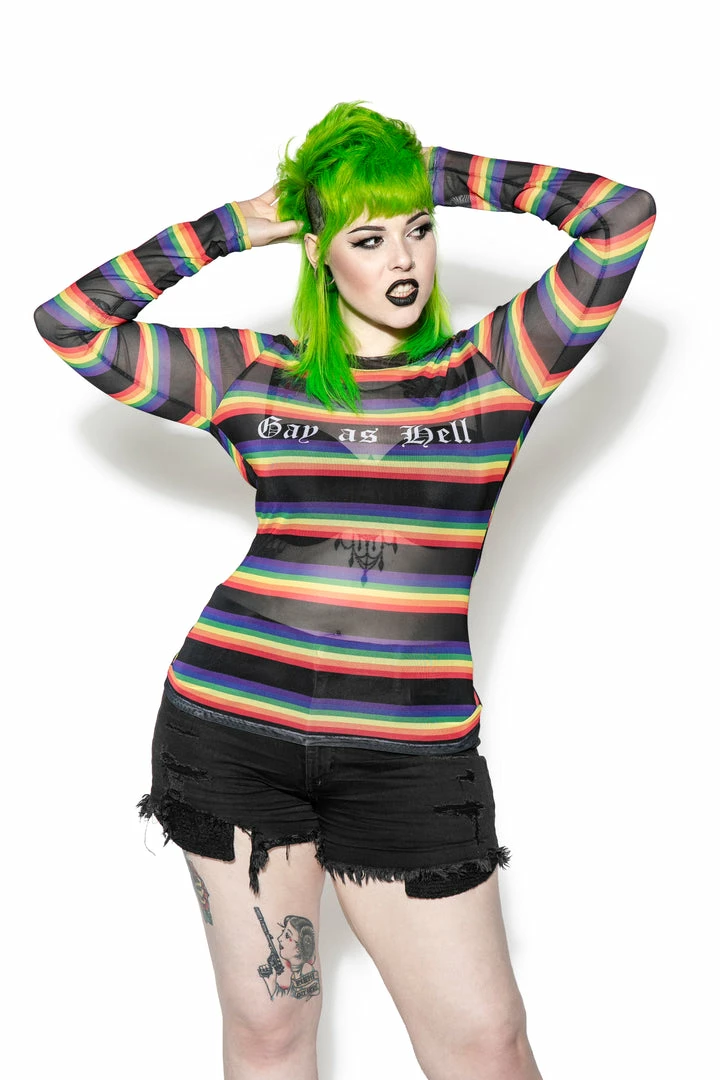 ACDC Mens Gay As Hell - Rainbow Long Sleeve Mesh Top 7 ACDC Mens Gay As Hell - Rainbow Long Sleeve Mesh Top