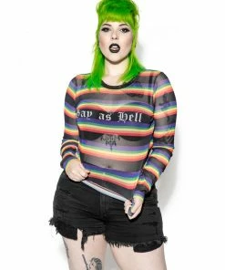 ACDC Mens Gay As Hell - Rainbow Long Sleeve Mesh Top 14 ACDC Mens Gay As Hell - Rainbow Long Sleeve Mesh Top