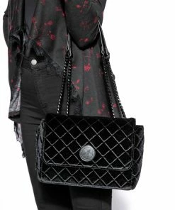 IDS Bags / Wallets Black Velvet - Quilted Flap Satchel