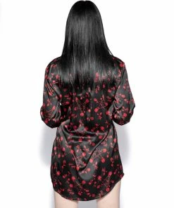 ACDC Womens Pentagram Rose - Silky Pajama Dress
