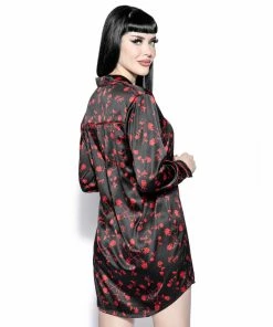 ACDC Womens Pentagram Rose - Silky Pajama Dress