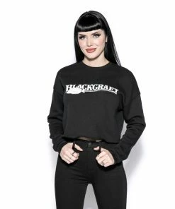 Blackcraft Cult Blackcraft Broom Logo - Women's Cropped Crewneck