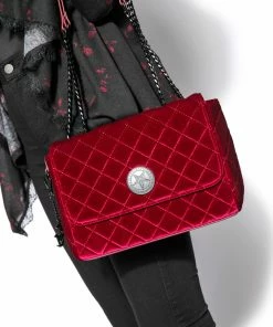 IDS Oxblood Velvet - Quilted Flap Satchel