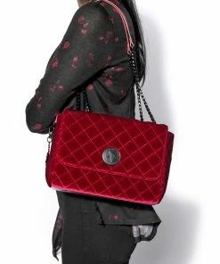 IDS Oxblood Velvet - Quilted Flap Satchel