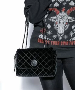 IDS Bags / Wallets Black Velvet - Quilted Flap Satchel