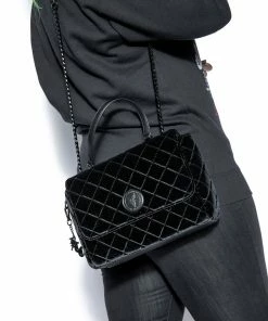 IDS Bags / Wallets Black Velvet - Quilted Flap Satchel