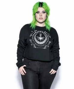 Blackcraft Cult Womens Moth Moon Phase - Women's Cropped Crewneck