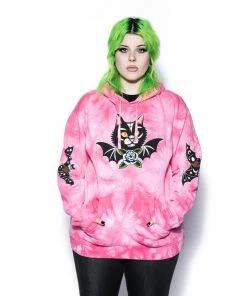 Blackcraft Cult Frickin' Bats - Pink Tie Dye Hooded Pullover Mens