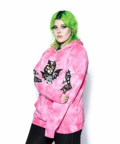 Blackcraft Cult Frickin' Bats - Pink Tie Dye Hooded Pullover Mens