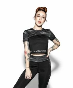 Blackcraft Cult Believe In Yourself Camo - Active Crop Top Womens