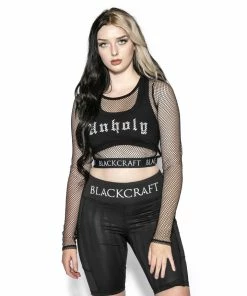ACDC Womens Blackcraft - Women's Fishnet Long Sleeve Crop