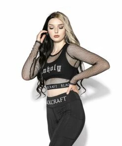 ACDC Womens Blackcraft - Women's Fishnet Long Sleeve Crop