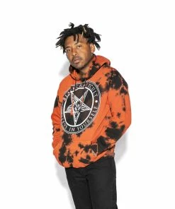 ACDC Believe In Yourself - Orange Lightning Dye Hooded Pullover Mens