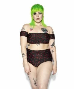 ACDC Pentagram Rose High Waist Swim Bottom